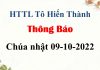 Thông Báo Chúa nhật 09-10-2022
