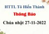 Thông Báo Chúa nhật 27-11-2022