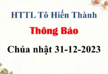 Thông Báo Chúa nhật 31-12-2023