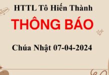 Thông Báo Chúa nhật 07-04-2024