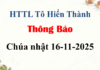 Thông Báo Chúa nhật 16-11-2025